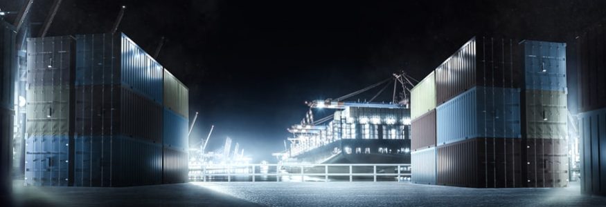 Container port at night
